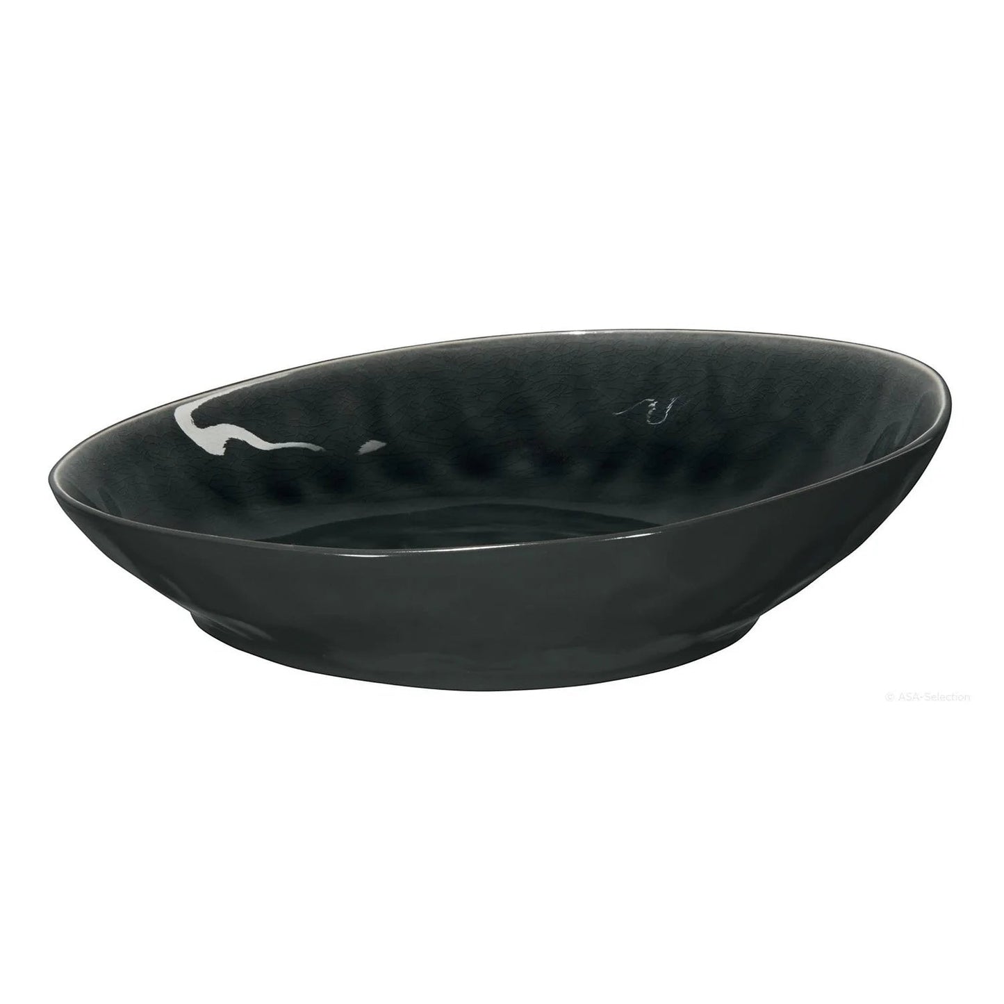 Eclectic ASA Selection A La Maison medium bowl in oyster ceramic stoneware with a distinctive craquelure glaze finish.