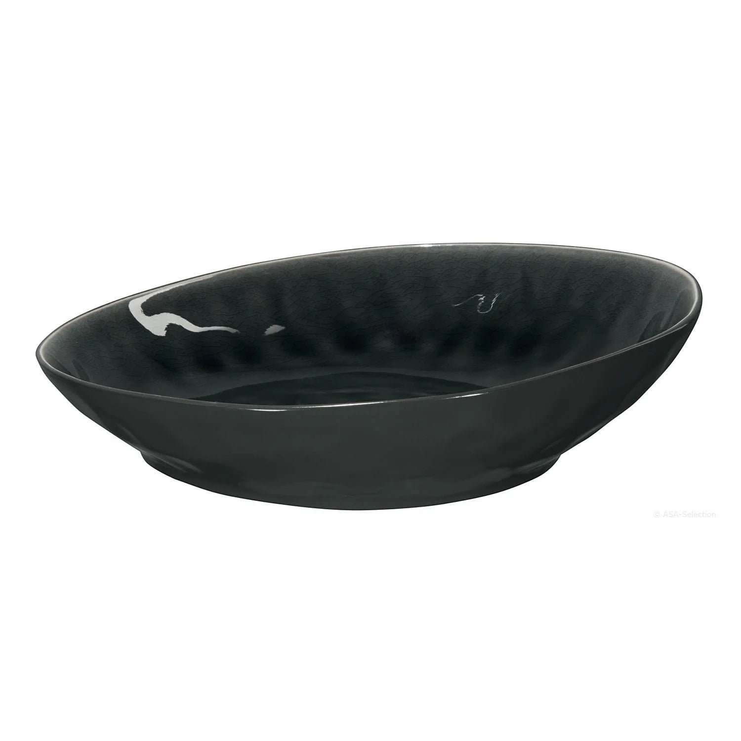Eclectic ASA Selection A La Maison medium bowl in oyster ceramic stoneware with a distinctive craquelure glaze finish.