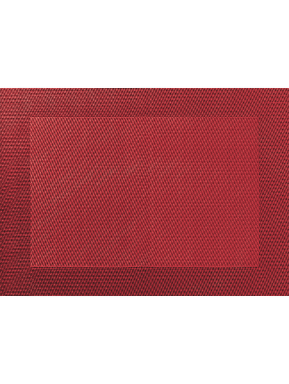 Eclectic ASA Selection pomegranate red rectangular PVC placemat with a refined woven texture for modern table settings.
