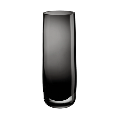 Eclectic ASA Selection Ajana mouth-blown smoky grey glass vase with a tall cylindrical shape and weighted base.