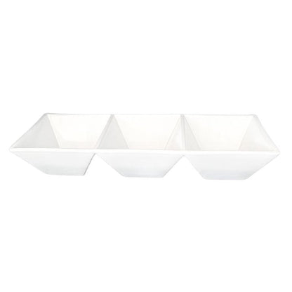 Eclectic ASA Selection Grande Quadrato white ceramic 3-section serving dish for dips and snacks