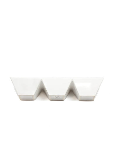 Eclectic ASA Selection Grande Quadrato white ceramic 3-section serving dish for dips and snacks