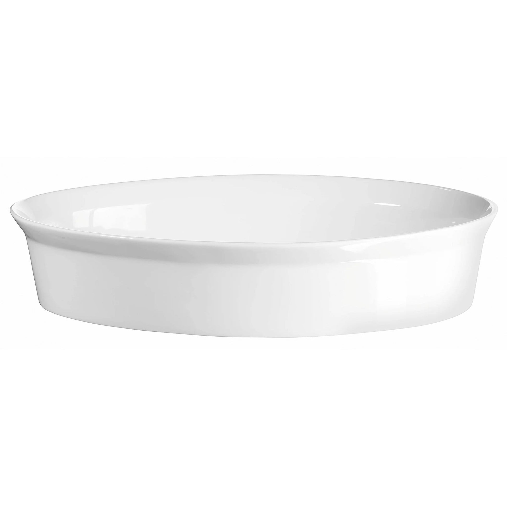 Eclectic ASA Selection 250°C Plus white porcelain oval roasting and gratin dish for oven-to-table serving.