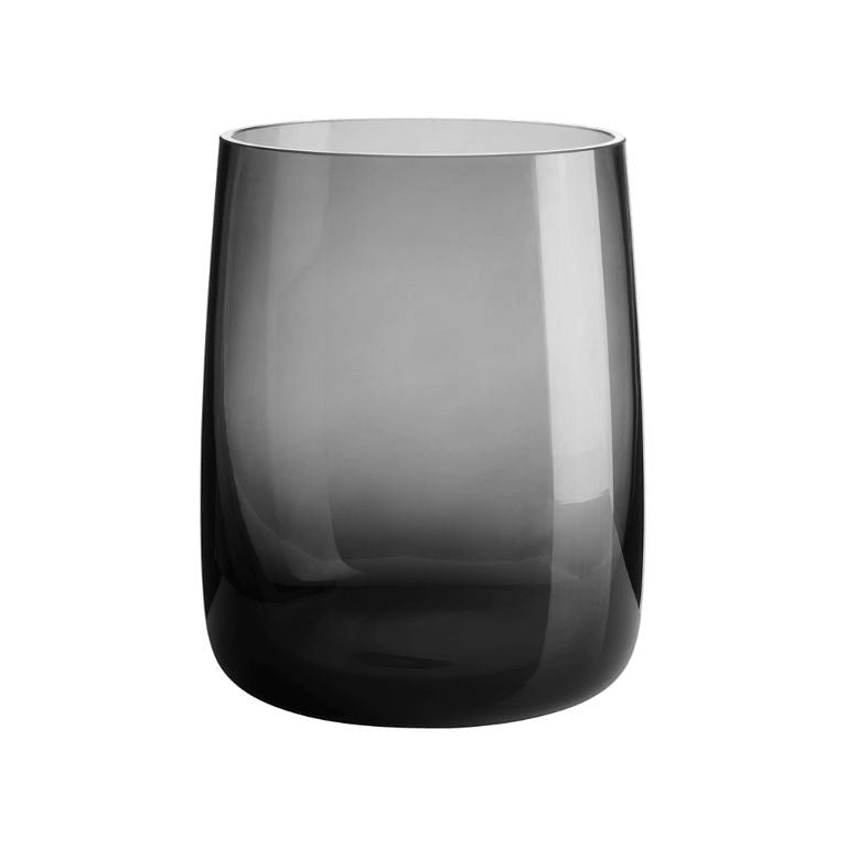 Eclectic ASA Selection Ajana smoky grey mouth-blown glass vase and candle holder with a minimalist cylindrical design.