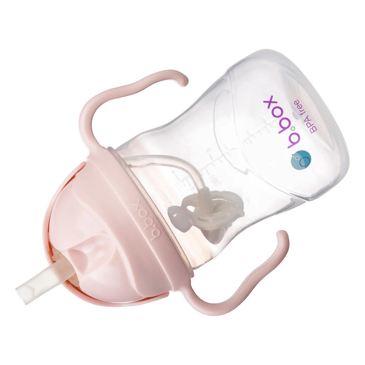 Eclectic b.box blush sippy cup with weighted straw and easy-grip handles for independent toddler drinking