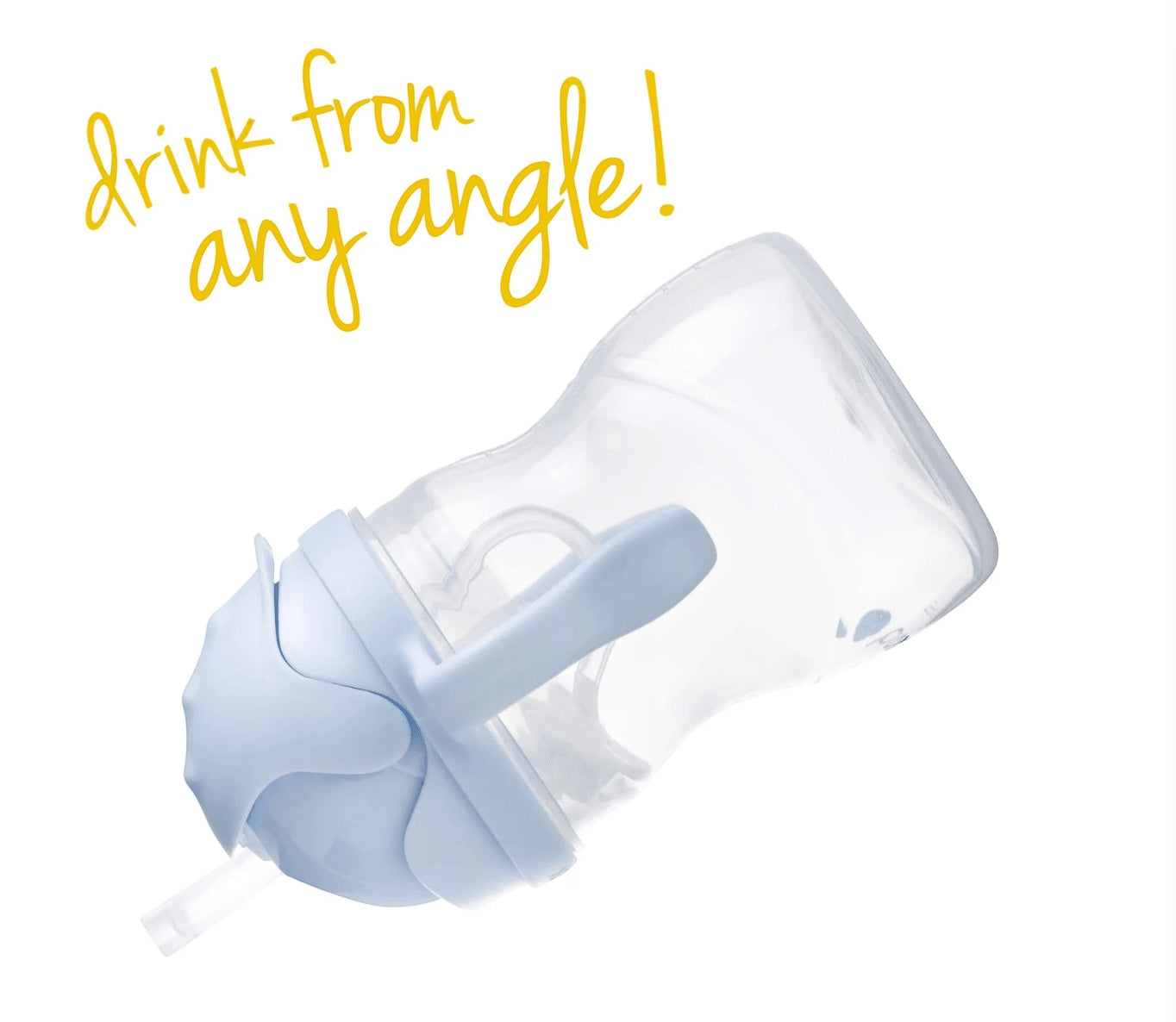 Eclectic b.box bubblegum sippy cup with weighted straw and easy-grip handles for independent drinking at any angle.