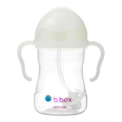 Eclectic b.box glow in the dark weighted straw sippy cup with easy-grip handles and flip-top lid for toddlers