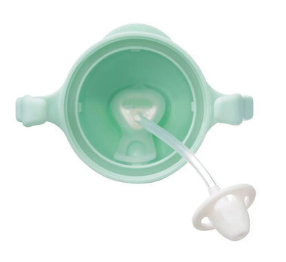Eclectic b.box pistachio green sippy cup with weighted straw and easy-grip handles viewed from above