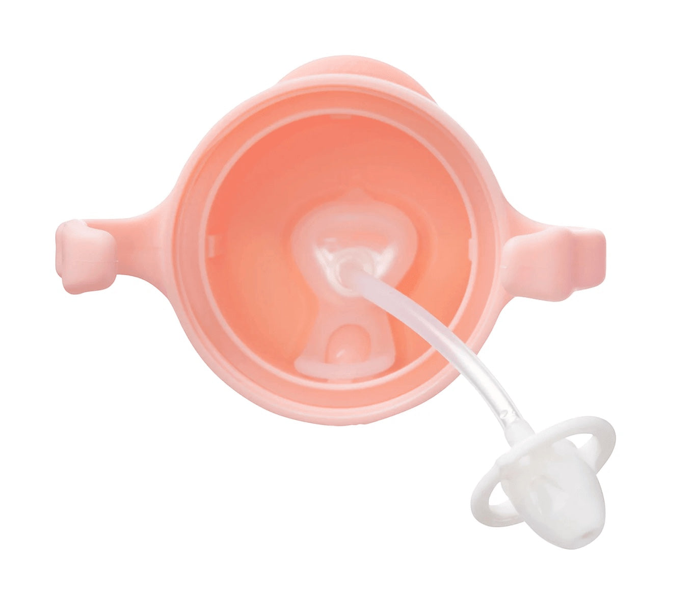 Eclectic b.box Tutti Frutti sippy cup top view showing the weighted straw and easy-grip handles.