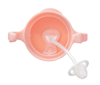 Eclectic b.box Tutti Frutti sippy cup top view showing the weighted straw and easy-grip handles.