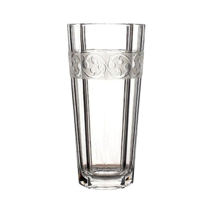 Eclectic Bohemia Aurora clear lead-free crystal vase featuring an ornate decorative band and 30.5 cm height.