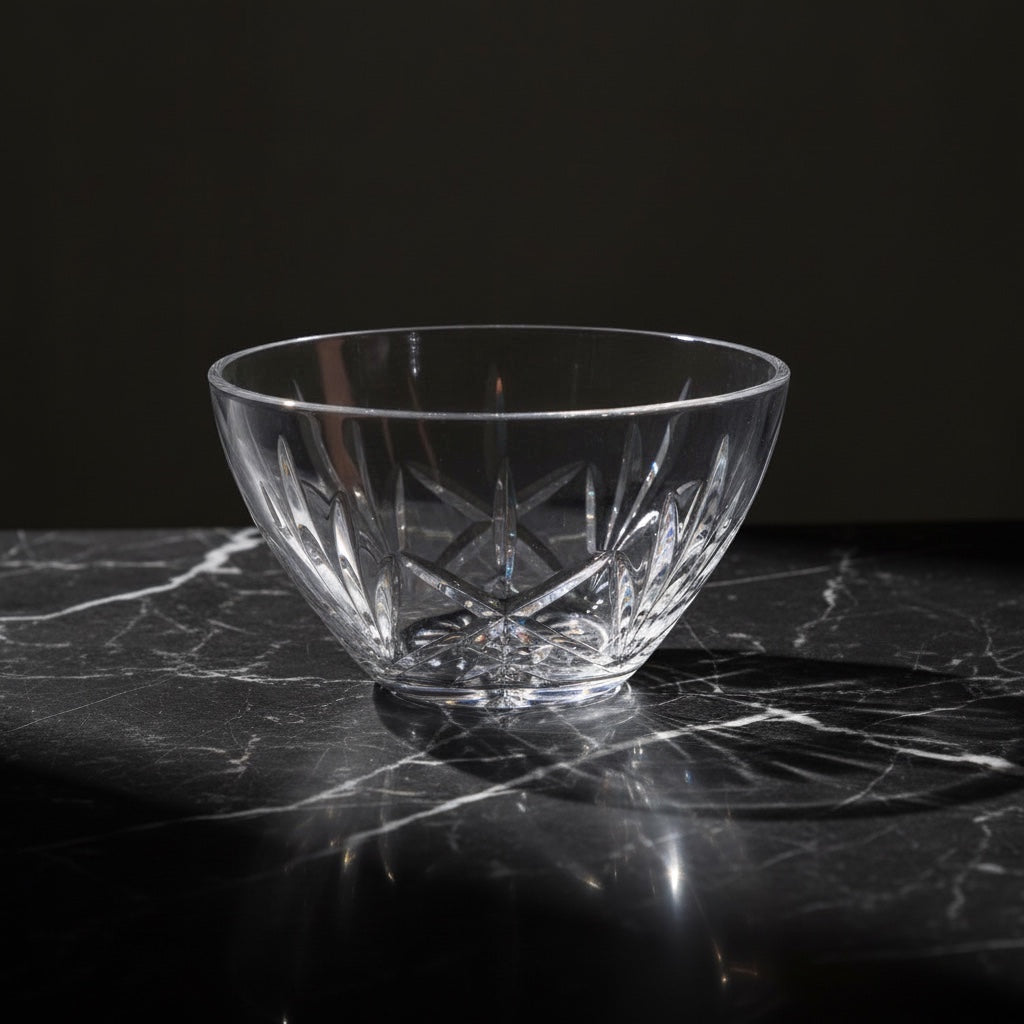 Eclectic Bohemia Crystal 25cm serving bowl in clear lead-free titanium-reinforced glass with decorative cut patterns.