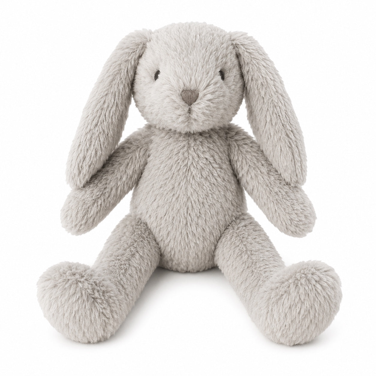 Eclectic Bun-Bun grey plush bunny toy with long floppy ears and soft fur, perfect for cuddles.