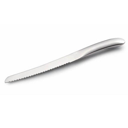 Eclectic Capri 34cm stainless steel serrated bread knife with a sleek, ergonomic silver design.
