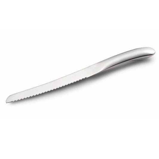 Eclectic Capri 34cm stainless steel serrated bread knife with a sleek, ergonomic silver design.