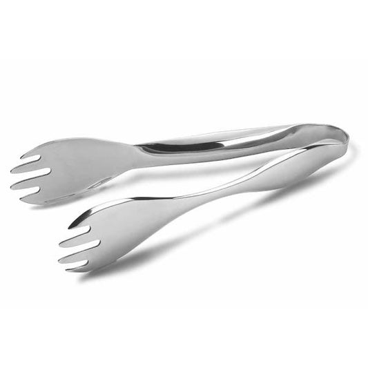 Eclectic Capri large stainless steel serving tongs with a sculptural, award-winning design for elegant entertaining.
