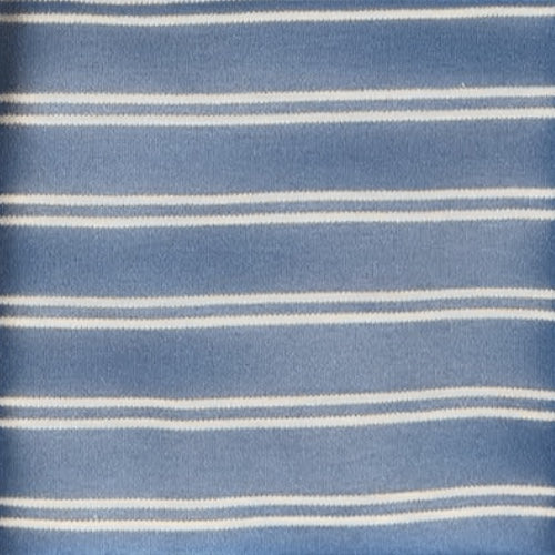 Eclectic Carter’s blue and white striped cotton burp cloth with soft interlock fabric texture.