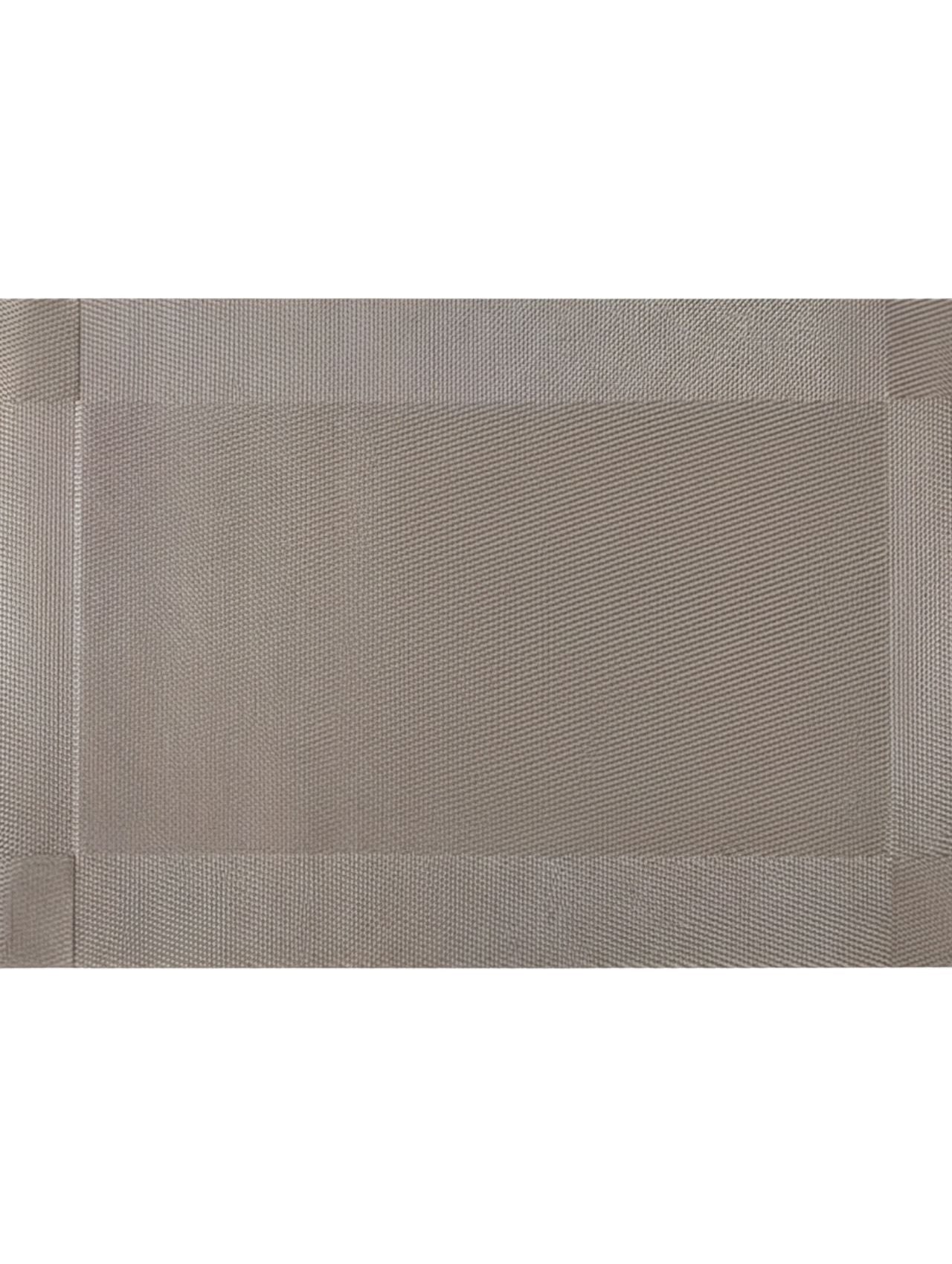Eclectic champagne woven PVC rectangular placemat with a subtle textured finish and soft metallic sheen.
