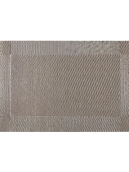 Eclectic champagne woven PVC rectangular placemat with a subtle textured finish and soft metallic sheen.