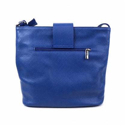 Eclectic Como royal blue pebbled leather crossbody bag with silver-tone hardware and back zip pocket