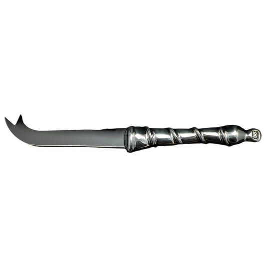 Eclectic Diana Carmichael Ribbon pewter cheese knife with an organic vine-inspired handle design.