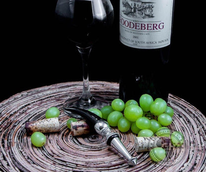 Eclectic Diana Carmichael Impondo Zulu bottle stopper with ebony resin horn handle and silver pewter detailing.