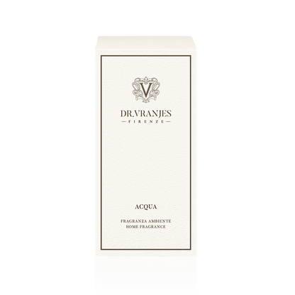 Eclectic Dr Vranjes Acqua home fragrance diffuser white rectangular gift box with elegant branding