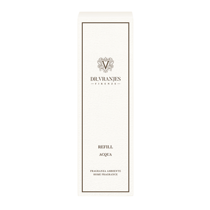 Eclectic Dr Vranjes Acqua diffuser refill bottle in elegant white packaging with branding and marine fragrance label