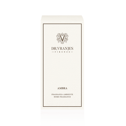 Eclectic Dr Vranjes Ambra home fragrance diffuser white rectangular gift box with elegant branding