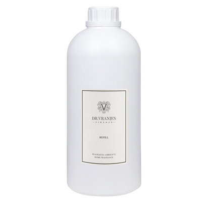 Eclectic Dr Vranjes Ambra home fragrance diffuser refill bottle with white cap and elegant label