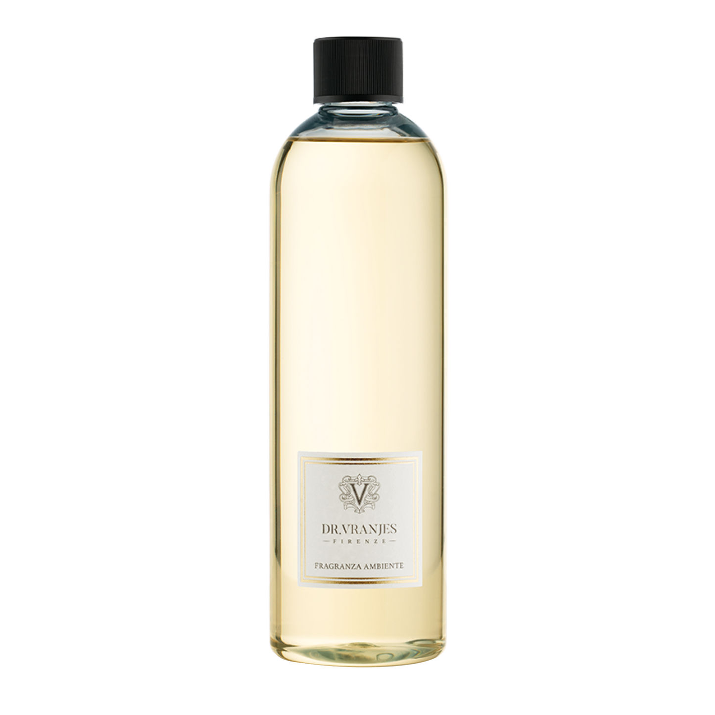 Eclectic Dr Vranjes Ambra diffuser refill bottle with golden amber fragrance liquid