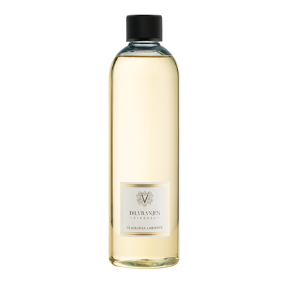 Eclectic Dr Vranjes Ambra diffuser refill bottle with golden amber fragrance liquid