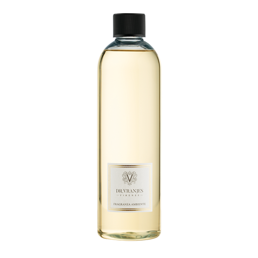 Eclectic Dr Vranjes Ambra diffuser refill bottle with golden amber fragrance liquid