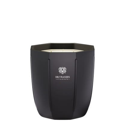 Eclectic Dr. Vranjes Ambra scented candle in a sophisticated onyx-coloured glass vessel with signature branding.