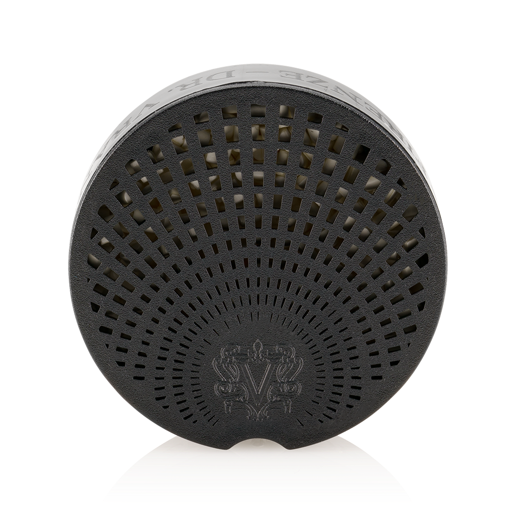 Eclectic Dr Vranjes Peonia Black Jasmine car diffuser refill in a circular black vented design with logo detail