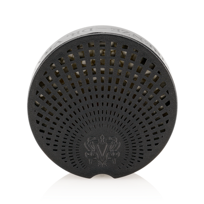 Eclectic Dr Vranjes Peonia Black Jasmine car diffuser refill in a circular black vented design with logo detail