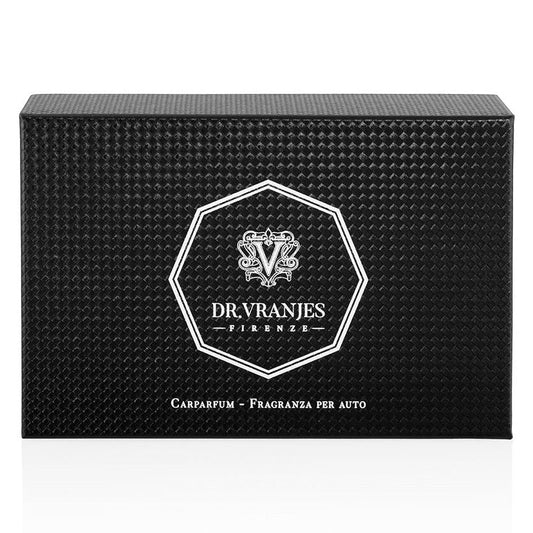 Eclectic Dr. Vranjes Carparfum gift set box in black carbon fiber finish with white logo branding
