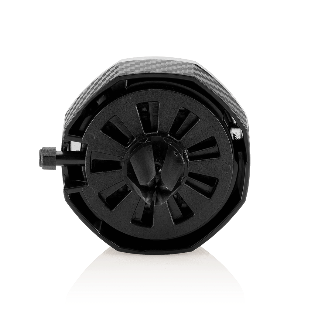 Eclectic Dr Vranjes chrome car fragrance diffuser with an octagonal design and adjustable intensity lever