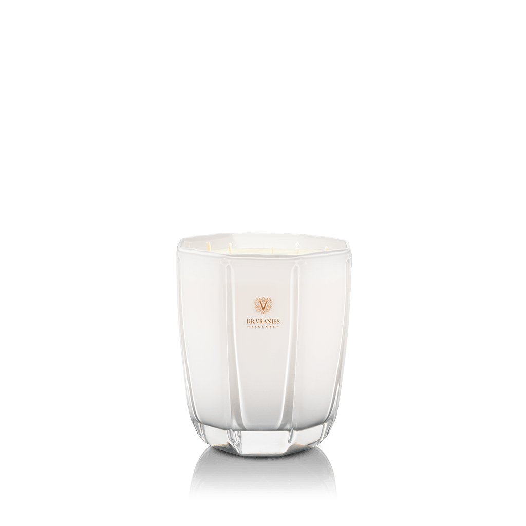 Eclectic Dr Vranjes Ginger Lime scented candle in a pearl-coloured glass vase with a refined, elegant design.