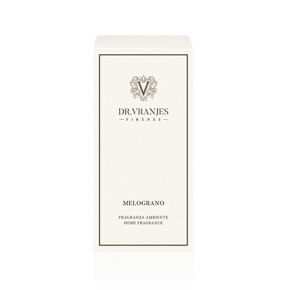 Eclectic Dr Vranjes Melograno home fragrance diffuser box in elegant cream packaging with branding