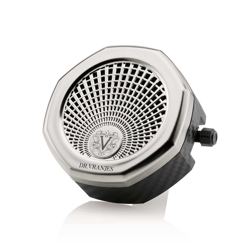 Eclectic Dr. Vranjes nickel car diffuser with an octagonal design inspired by Florentine architecture.