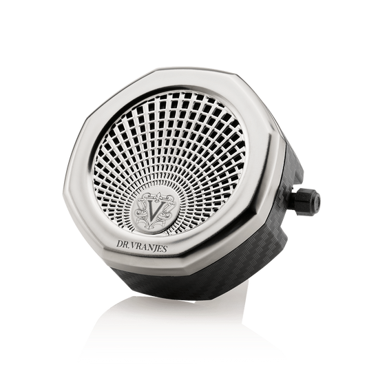 Eclectic Dr. Vranjes nickel car diffuser with an octagonal design inspired by Florentine architecture.