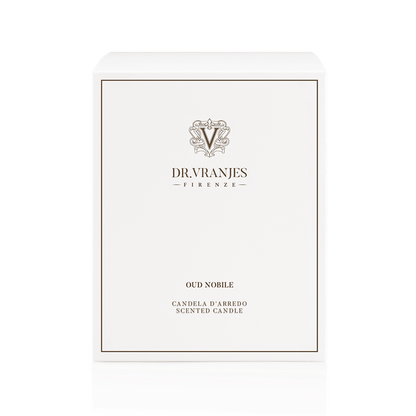 Eclectic Dr. Vranjes Oud Nobile scented candle white presentation box with elegant branding
