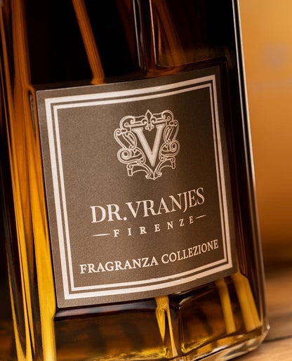 Eclectic Dr Vranjes Oud Nobile reed diffuser glass bottle with elegant label and fragrance sticks