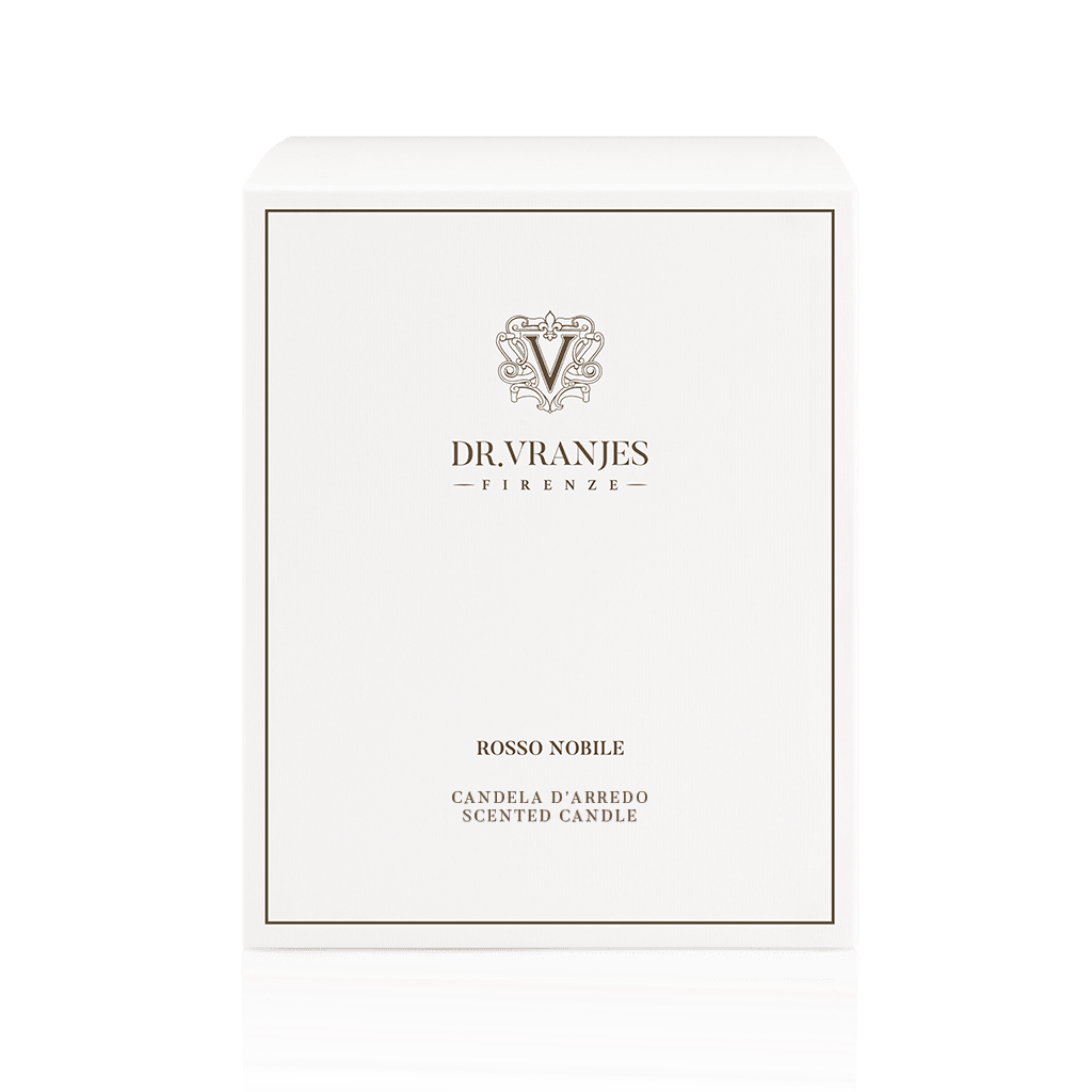 Eclectic Dr. Vranjes Rosso Nobile scented candle white luxury gift box with elegant branding