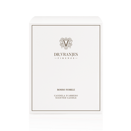 Eclectic Dr. Vranjes Rosso Nobile scented candle white luxury gift box with elegant branding