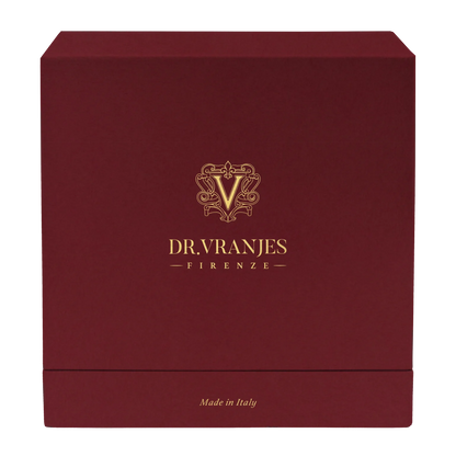 Eclectic Dr. Vranjes Rosso Nobile luxury gift box in deep ruby red with gold branding