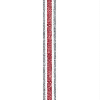 Eclectic Françoise Paviot Torchon Rouge dinner napkin featuring a classic red and grey stripe design on white airlaid.