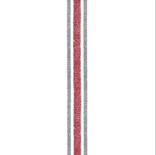 Eclectic Françoise Paviot Torchon Rouge dinner napkin featuring a classic red and grey stripe design on white airlaid.