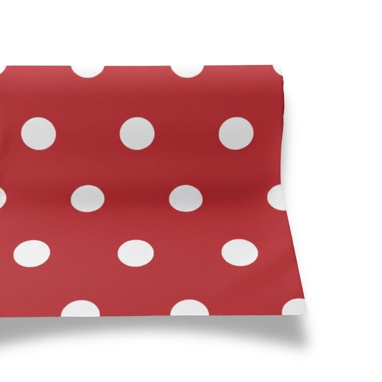 Eclectic Françoise Paviot red airlaid table runner roll with white polka dots for festive dining